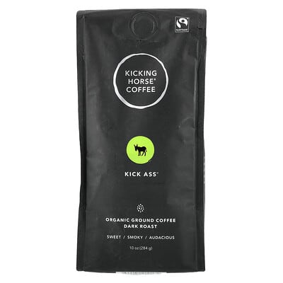 Kick Ass®, Organic Ground Coffee, Dark Roast, 10 oz (284 g)