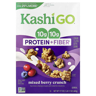 Сухой завтрак Kashi GO®, Protein + Fiber Cereal, Mixed Berry Crunch, 17.7 oz (501 g)