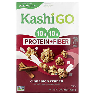 GO®, Protein + Fiber Cereal, Cinnamon Crunch, 17.4 oz (493 g)