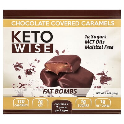 Fat Bombs, Chocolate Covered Caramels, 7 Packs, 32 g Each