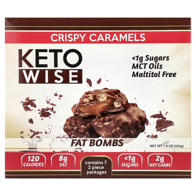 Fat Bombs, Crispy Caramels, 7 Packs.1.13 oz (32 g) Each