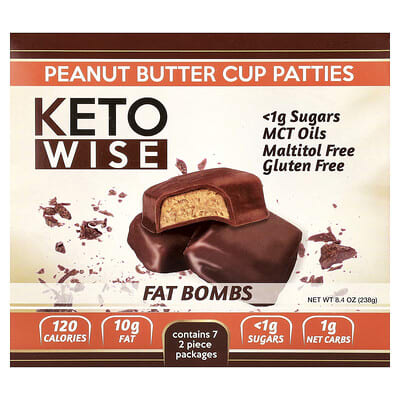 Fat Bombs, Peanut Butter Cup Patties, 7 Packs,1.2 oz (34 g) Each