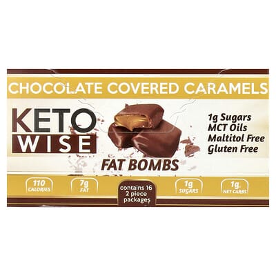 Fat Bombs, Chocolate Covered Caramels, 16 Packs, 34 g Each