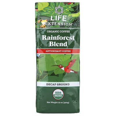 Organic Coffee, Rainforest Blend, Ground, Decaf, 12 oz (340 g)