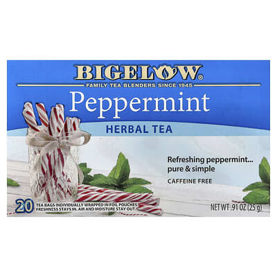 Herbal Tea, Peppermint, Caffeine Free, 20 Tea Bags, 0.91 oz (25 g)