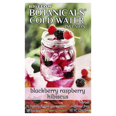 Botanicals® Cold Water Infusion, Herbal Tea, Blackberry Raspberry Hibiscus, Caffeine Free, 18 Tea Bags, 1.23 oz (34 g)