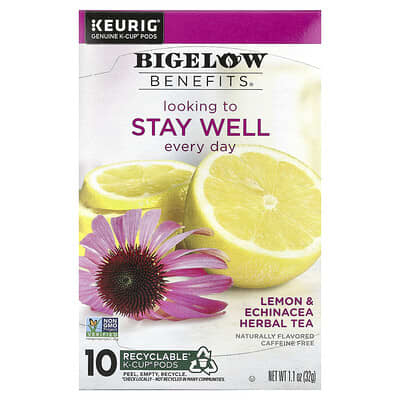 Benefits®, Stay Well Herbal Tea, Lemon & Echinacea, 10 K-Cup® Pods, 1.1 oz (32 g)