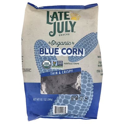 Чипсы из голубой кукурузы Late July Organic, тонкие и хрустящие, 10.1 oz (286 g)