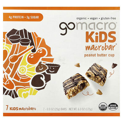 Kids MacroBar®, Peanut Butter Cup, 7 Bars, 0.9 oz (25 g) Each