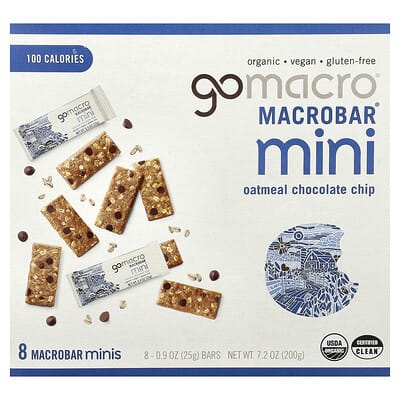 MacroBar® Mini, овсяный с шоколадной крошкой, 8 батончиков по 0.9 oz (25 g)