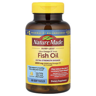 Fish Oil, Burp-Less, Lemon, 60 Softgels (1,400 mg per Softgel)