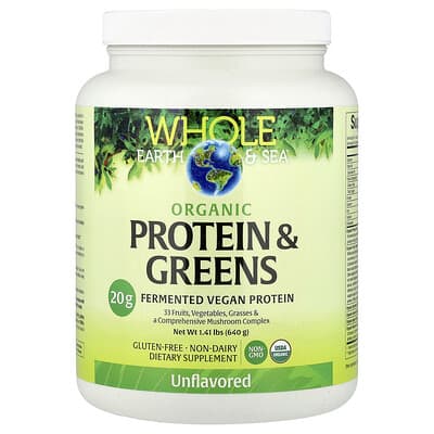 Whole Earth & Sea®, Organic Protein & Greens, Unflavored, 1.41 lbs (640 g)