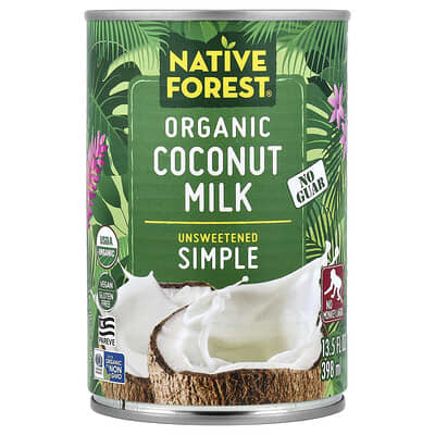 Органическое кокосовое молоко Native Forest, без сахара, 13.5 fl oz (398 ml)