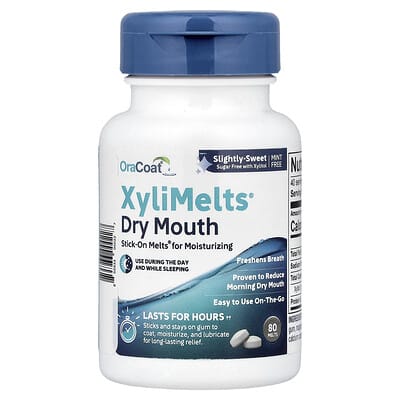XyliMelts® для сухости во рту, слегка сладкие, 80 таблеток