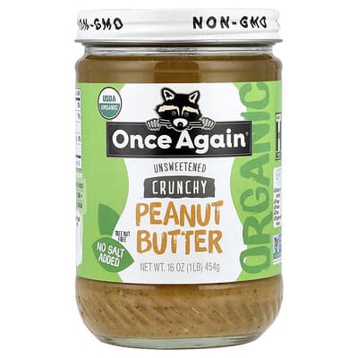 Арахисовая паста Once Again Organic Crunchy, Unsweetened, No Salt, 16 oz (454 g)