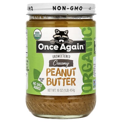 Organic Peanut Butter, Creamy, Unsweetened, 16 oz (454 g)