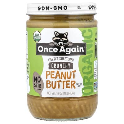 Арахисовая паста Organic Peanut Butter Crunchy Lightly Sweetened 16 oz (454 g)