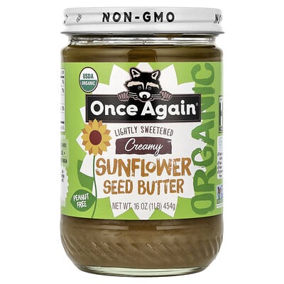 Organic Creamy Sunflower Seed Butter, Lightly Sweetened, 16 oz (454 g)