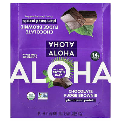 Organic Protein Bars, Chocolate Fudge Brownie, 12 Bars, 1.98 oz (56 g) Each