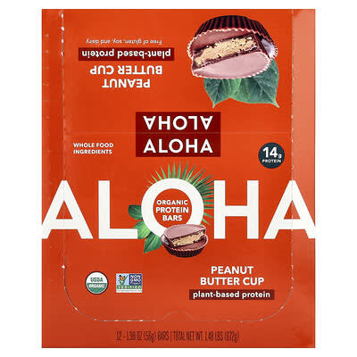 Organic Protein Bars, Peanut Butter Cup, 12 Bars, 1.98 oz (56 g) Each