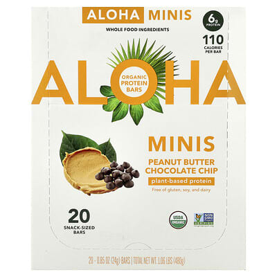 Organic Protein Mini Bars, Peanut Butter Chocolate Chip, 20 Bars, 0.85 oz (24 g) Each