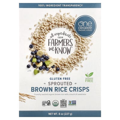 One Degree Organic Foods Хрустящие рисовые чипсы Sprouted Brown Rice, 8 oz (227 g)