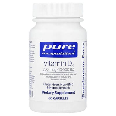 Витамин D3, 250 mcg (10,000 IU), 60 капсул