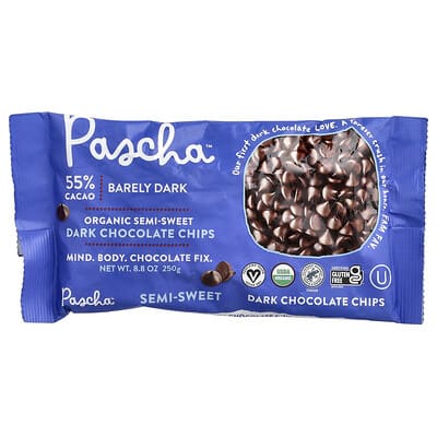 Organic Dark Chocolate Chips, Semi-Sweet, 55% Cacao, 8.8 oz (250 g)
