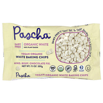 Белая веганская кондитерская шоколадная крошка Pascha, 7.1 oz (200 g)