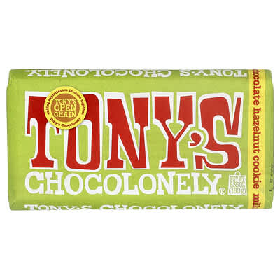Tony's Chocolonely молочный шоколад с фундуком и печеньем 6.35 oz (180 g)