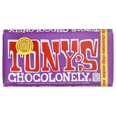 Плитка молочный шоколад с темными шоколадными каплями и печеньем Tony's Chocolonely, 6.35 oz (180 g)