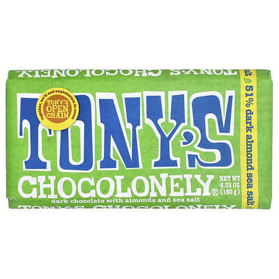 Dark Chocolate Bar, Almonds Sea Salt, 6.35 oz (180 g)