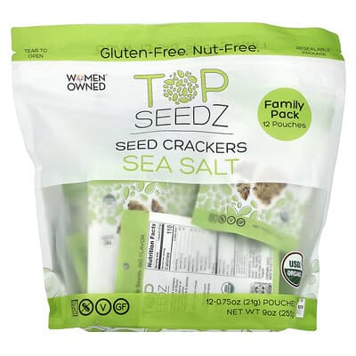 Seed Crackers, Sea Salt, 12 Pouches, 0.75 oz (21 g) Each