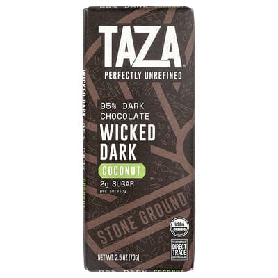 95% Dark Chocolate, Wicked Dark, Coconut, 2.5 oz (70 g)