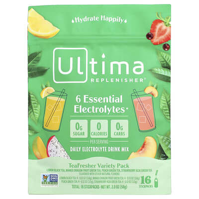 6 Essential Electrolytes, Daily Electrolyte Drink Mix, Tea Fresher Variety Pack, 16 Stickpacks, 2 oz (56 g)