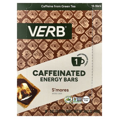 Caffeinated Energy Bars, S'mores, 16 Bars, 0.92 oz (26 g) Each