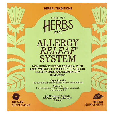 Herbs Etc. Allergy ReLeaf System, 2 флакона, 60 мягких капсул/60 таблеток