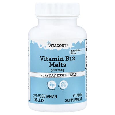 Витамин B12 Melts, натуральная вишня, 500 mcg, 250 вегетарианских таблеток
