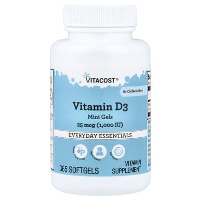 Витамин D3 Mini Gels, 25 mcg, 365 капсул