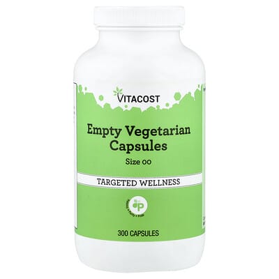 Empty Vegetarian Capsules, Size 00, 300 Capsules