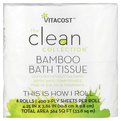 The Clean Collection™, Bamboo Bath Tissue, 8 Rolls