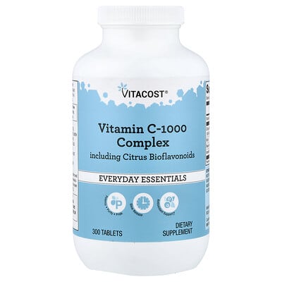 Комплекс витаминов Vitacost Vitamin C-1000 с цитрусовыми биофлавоноидами, 300 таблеток