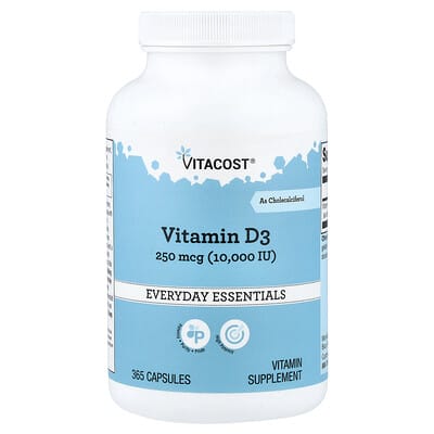 Витамин D3 Vitacost 250 mcg (10,000 IU), 365 Capsules