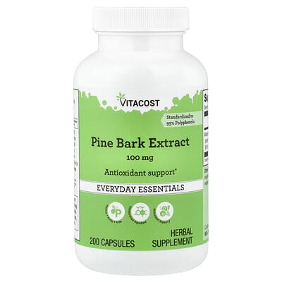 Экстракт коры сосны Vitacost 100 mg, 200 Capsules