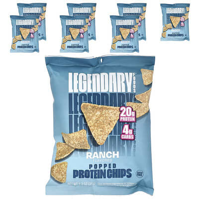 Popped Protein Chips, Ranch, 7 Bags, 1.3 oz (36 g) Each