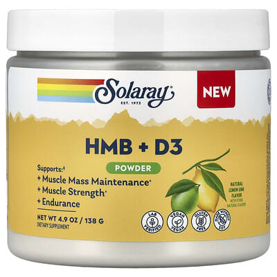 HMB + D3 Powder, Natural Lemon Lime, 4.9 oz (138 g)