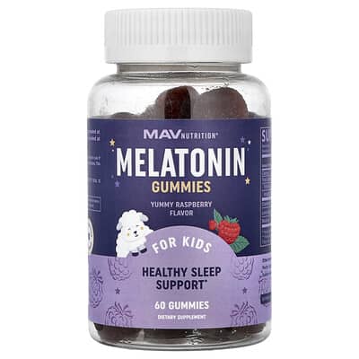 Melatonin Gummies, Healthy Sleep Support, For Kids, Yummy Raspberry, 60 Gummies