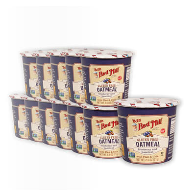 Gluten Free Oatmeal With Flax & Chia, Blueberry and Hazelnut, 12 Cups, 2.5 oz (71 g) Each