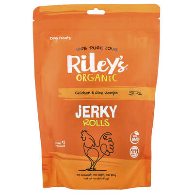 Лакомство для собак Riley’s Pets Jerky Rolls, Chicken & Rice, 10 oz (283 g)