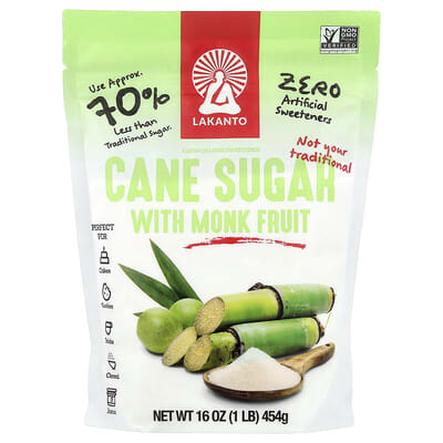 Cane Sugar With Monk Fruit, 16 oz (454 g)